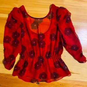 Urban Outfitters Sheer Floral Blouse with Low Back XS